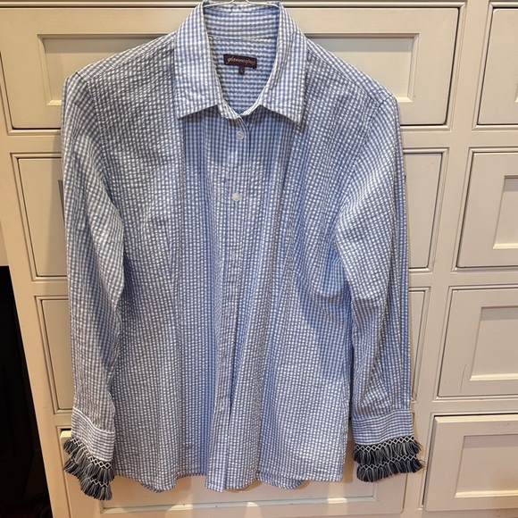 Gingham Button Down Shirt in Blue - Picture 1 of 4